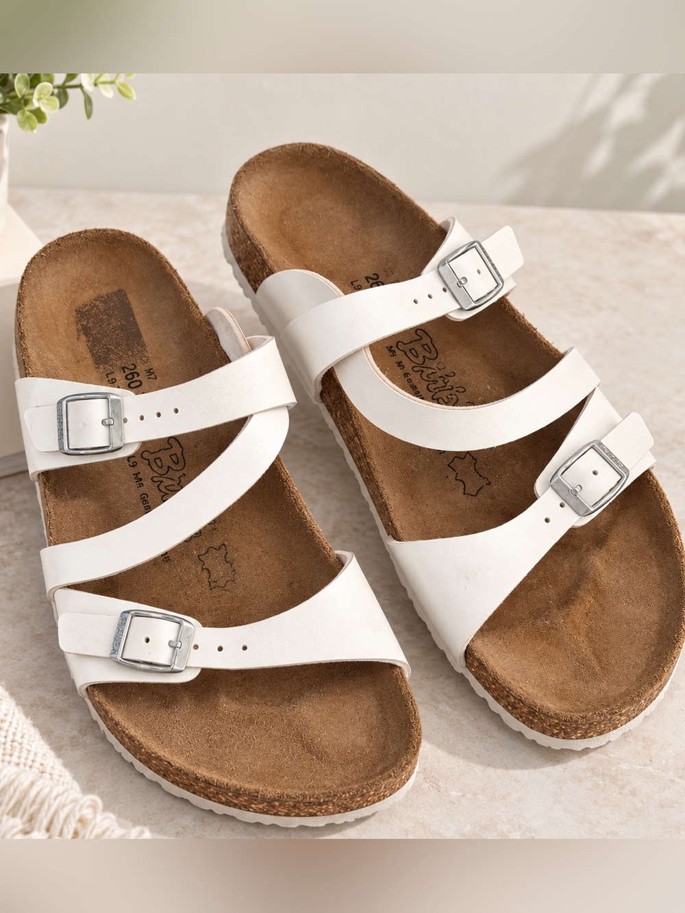 Vintage Birkenstock “Birki’s” White Sandals